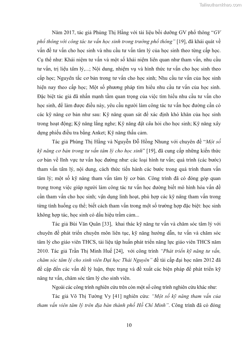 Luận văn thạc sĩ khoa học giáo dục Tổ chức bồi dưỡng kỹ năng tư vấn học đường cho giáo viên trung học phổ thông vùng đặc biệt khó khăn, tỉnh Bắc Kạn - 2 Trang 20