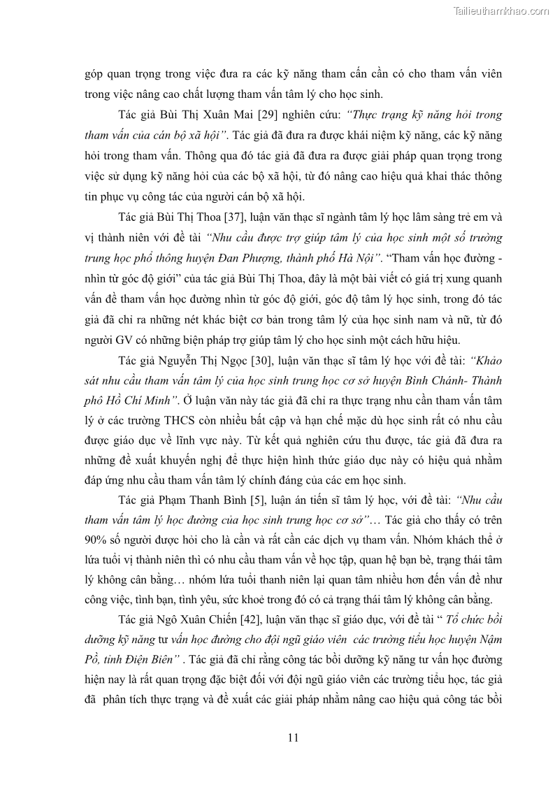 Luận văn thạc sĩ khoa học giáo dục Tổ chức bồi dưỡng kỹ năng tư vấn học đường cho giáo viên trung học phổ thông vùng đặc biệt khó khăn, tỉnh Bắc Kạn - 2 Trang 21