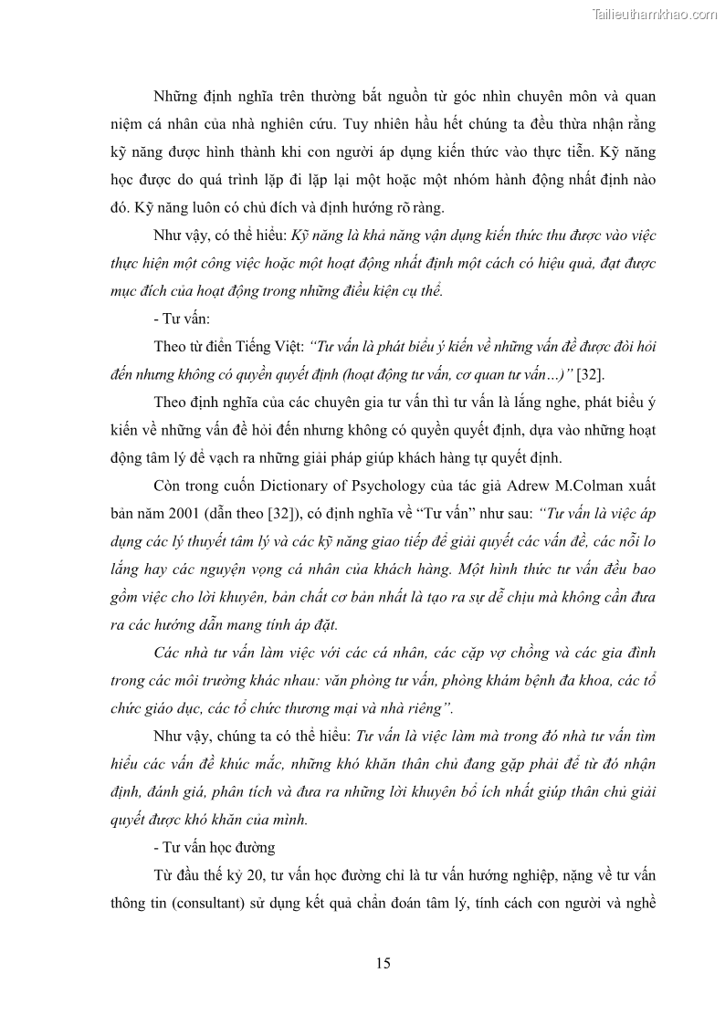 Luận văn thạc sĩ khoa học giáo dục Tổ chức bồi dưỡng kỹ năng tư vấn học đường cho giáo viên trung học phổ thông vùng đặc biệt khó khăn, tỉnh Bắc Kạn - 3 Trang 25