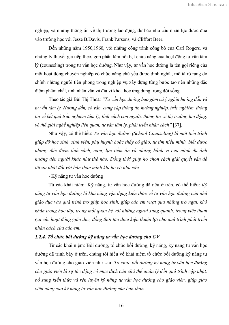 Luận văn thạc sĩ khoa học giáo dục Tổ chức bồi dưỡng kỹ năng tư vấn học đường cho giáo viên trung học phổ thông vùng đặc biệt khó khăn, tỉnh Bắc Kạn - 3 Trang 26