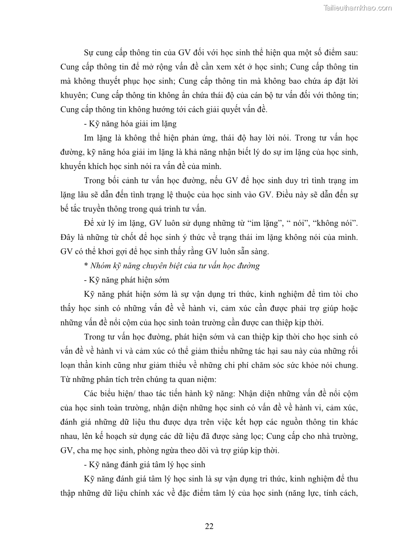 Luận văn thạc sĩ khoa học giáo dục Tổ chức bồi dưỡng kỹ năng tư vấn học đường cho giáo viên trung học phổ thông vùng đặc biệt khó khăn, tỉnh Bắc Kạn - 3 Trang 32