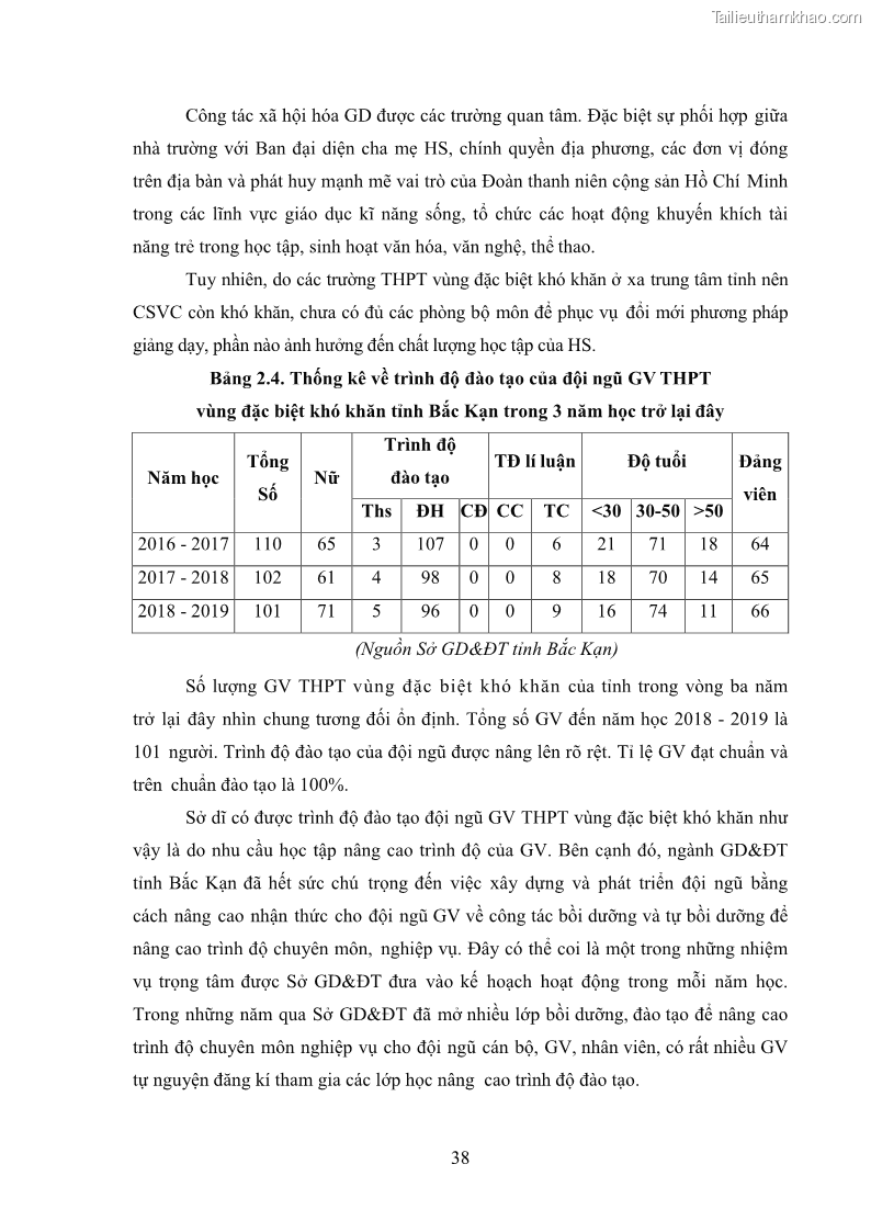 Luận văn thạc sĩ khoa học giáo dục Tổ chức bồi dưỡng kỹ năng tư vấn học đường cho giáo viên trung học phổ thông vùng đặc biệt khó khăn, tỉnh Bắc Kạn - 4 Trang 48