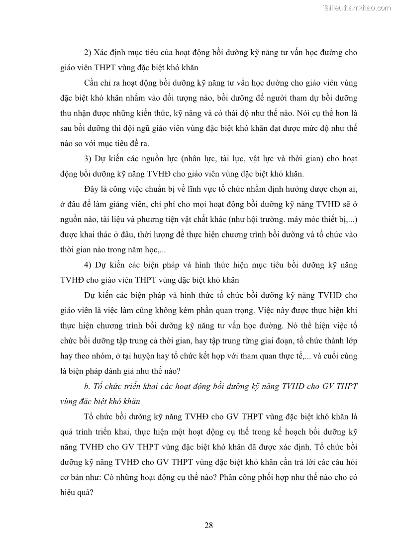 Luận văn thạc sĩ khoa học giáo dục Tổ chức bồi dưỡng kỹ năng tư vấn học đường cho giáo viên trung học phổ thông vùng đặc biệt khó khăn, tỉnh Bắc Kạn - 4 Trang 38