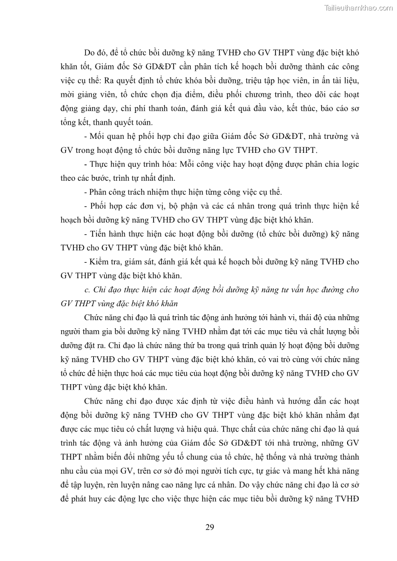 Luận văn thạc sĩ khoa học giáo dục Tổ chức bồi dưỡng kỹ năng tư vấn học đường cho giáo viên trung học phổ thông vùng đặc biệt khó khăn, tỉnh Bắc Kạn - 4 Trang 39