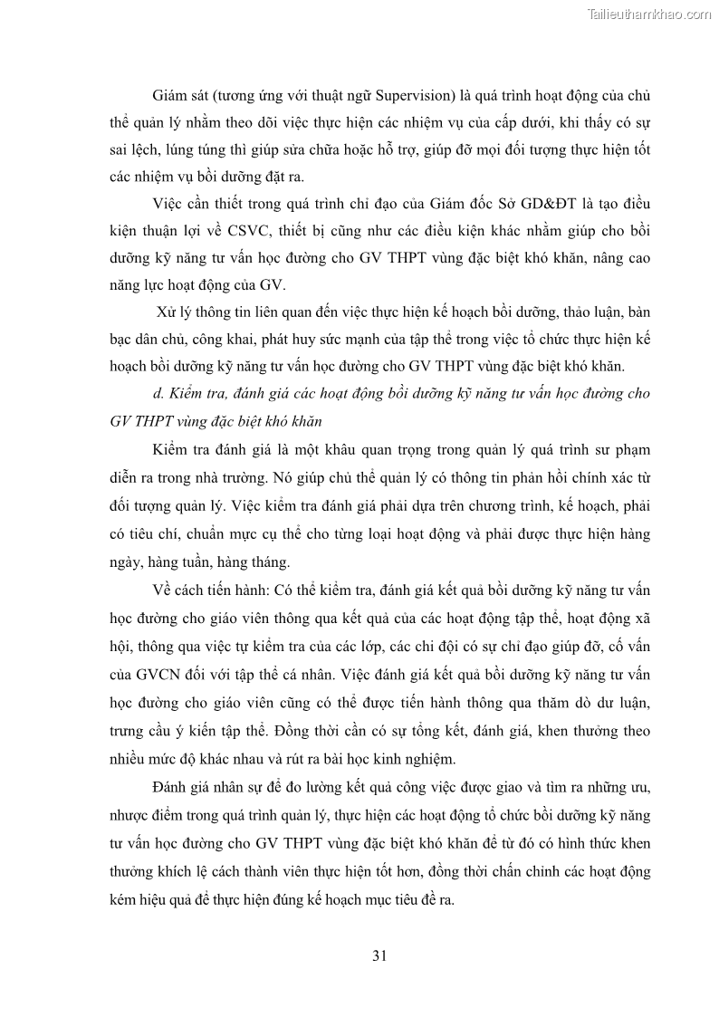 Luận văn thạc sĩ khoa học giáo dục Tổ chức bồi dưỡng kỹ năng tư vấn học đường cho giáo viên trung học phổ thông vùng đặc biệt khó khăn, tỉnh Bắc Kạn - 4 Trang 41