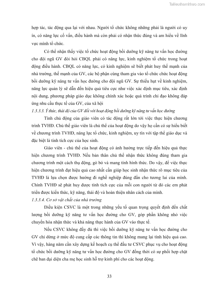 Luận văn thạc sĩ khoa học giáo dục Tổ chức bồi dưỡng kỹ năng tư vấn học đường cho giáo viên trung học phổ thông vùng đặc biệt khó khăn, tỉnh Bắc Kạn - 4 Trang 43