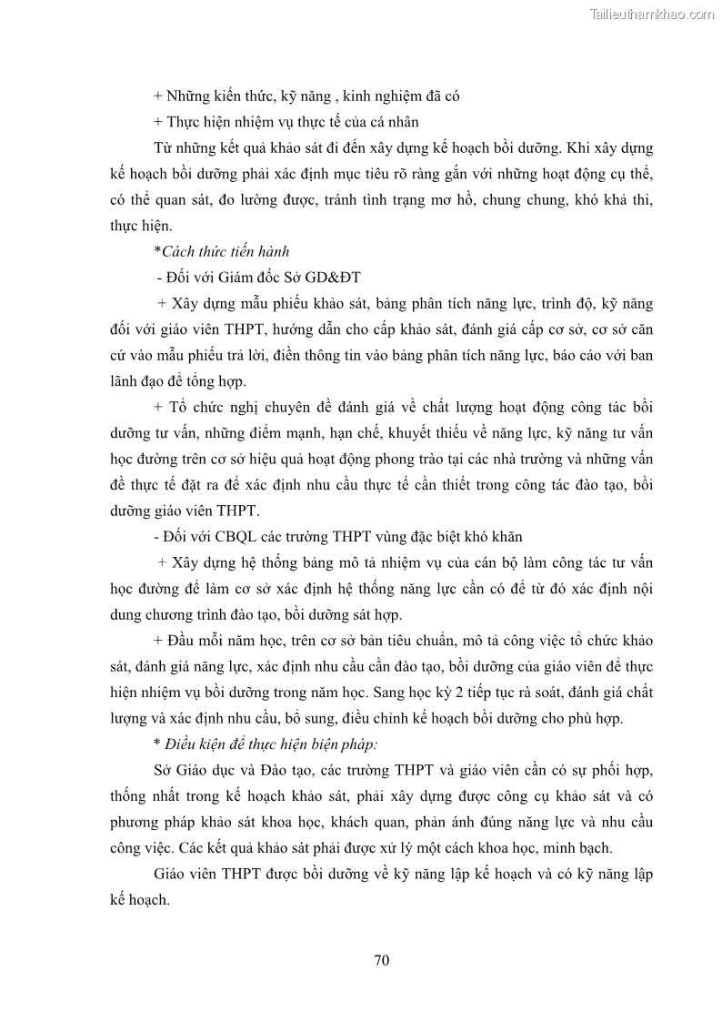 Luận văn thạc sĩ khoa học giáo dục Tổ chức bồi dưỡng kỹ năng tư vấn học đường cho giáo viên trung học phổ thông vùng đặc biệt khó khăn, tỉnh Bắc Kạn - 7 Trang 80