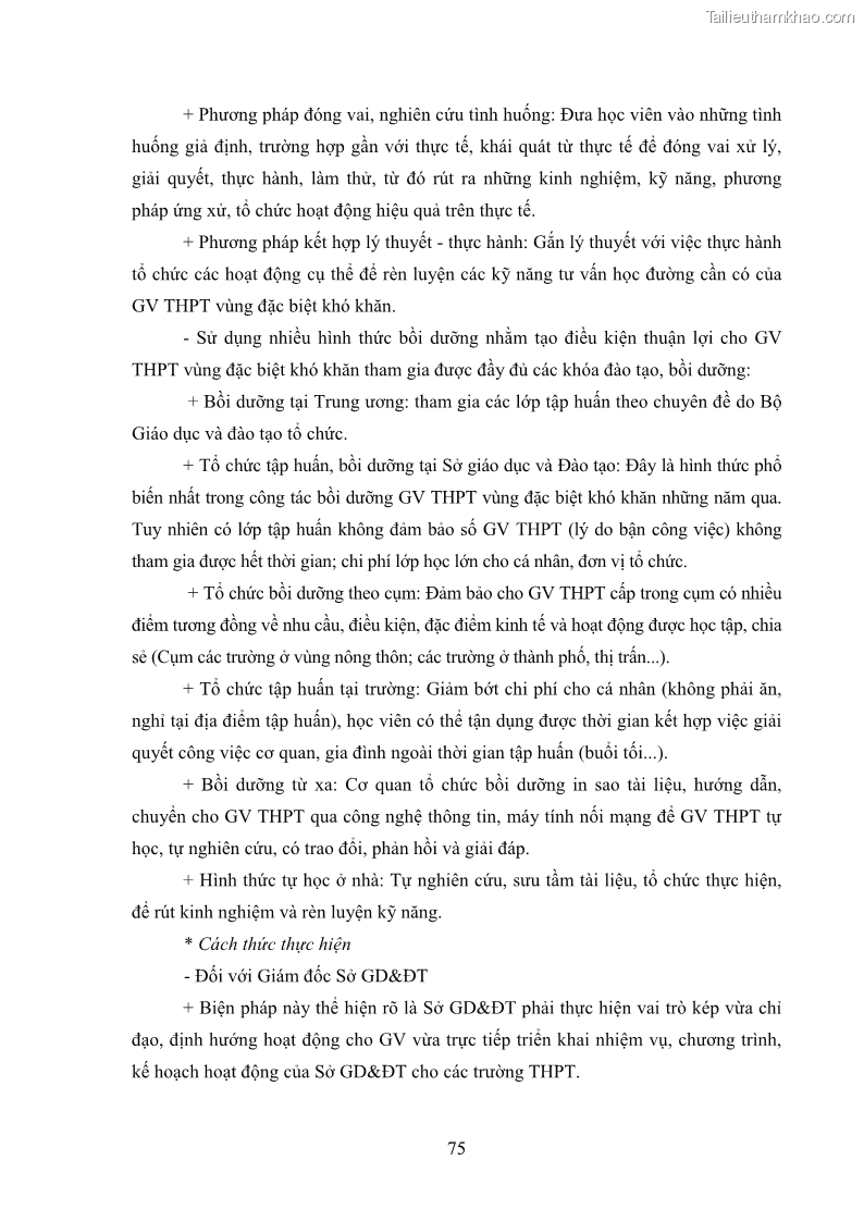 Luận văn thạc sĩ khoa học giáo dục Tổ chức bồi dưỡng kỹ năng tư vấn học đường cho giáo viên trung học phổ thông vùng đặc biệt khó khăn, tỉnh Bắc Kạn - 8 Trang 85