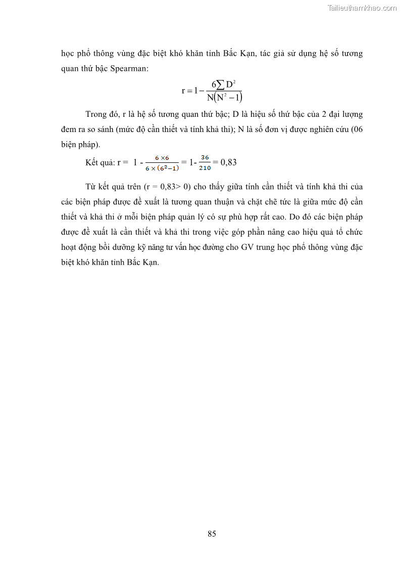 Luận văn thạc sĩ khoa học giáo dục Tổ chức bồi dưỡng kỹ năng tư vấn học đường cho giáo viên trung học phổ thông vùng đặc biệt khó khăn, tỉnh Bắc Kạn - 8 Trang 95