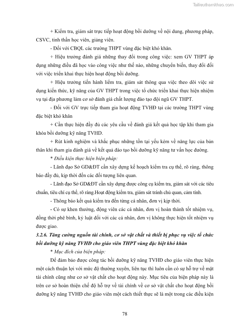 Luận văn thạc sĩ khoa học giáo dục Tổ chức bồi dưỡng kỹ năng tư vấn học đường cho giáo viên trung học phổ thông vùng đặc biệt khó khăn, tỉnh Bắc Kạn - 8 Trang 88
