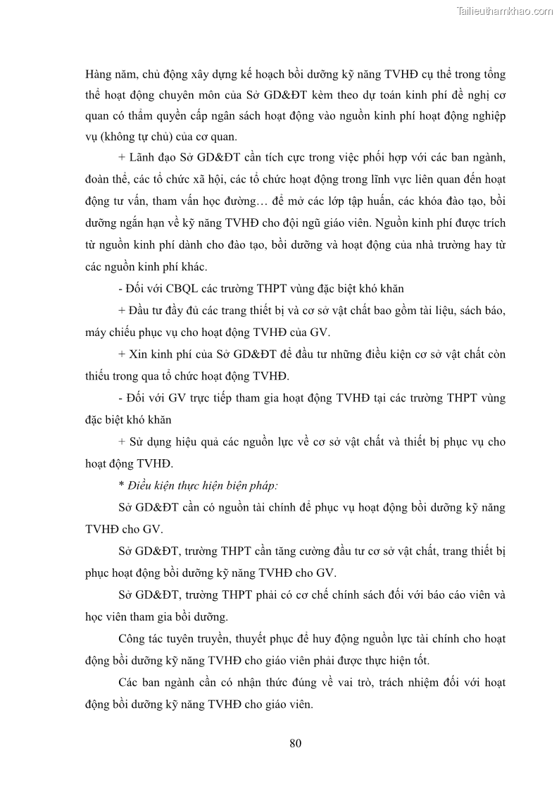 Luận văn thạc sĩ khoa học giáo dục Tổ chức bồi dưỡng kỹ năng tư vấn học đường cho giáo viên trung học phổ thông vùng đặc biệt khó khăn, tỉnh Bắc Kạn - 8 Trang 90