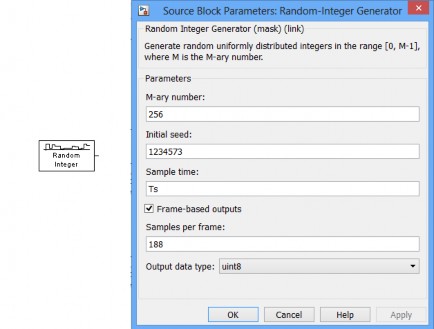 Hình 2 16 Thông số khối phát Random Interger Khối mã hóa Reed Solomon thu gọn và 2