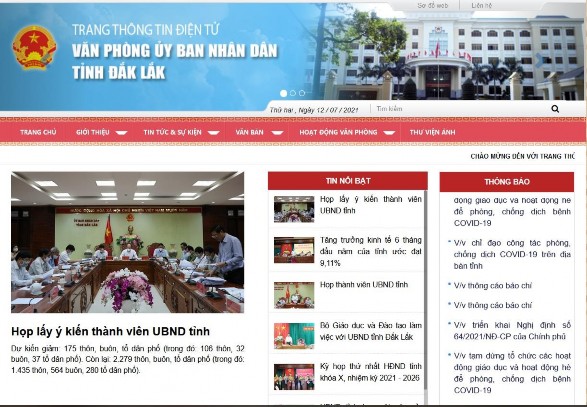 Hình 2 4 Trang Thông tin điện tử Văn phòng UBND tỉnh Đắk Lắk Nguồn http vpubnd 4