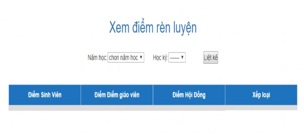 Hình 4 4 Bảng xem điểm rèn luyện 4 4 HỆ THỐNG CVHT 4 4 1 CVHT chọn sinh viên 6