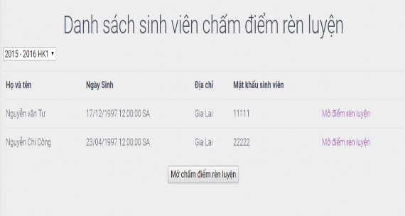 Hỉnh 4 8 Danh sách sinh viên chấm điểm rèn luyện 4 5 3 Nội dung chấm điểm rèn 3