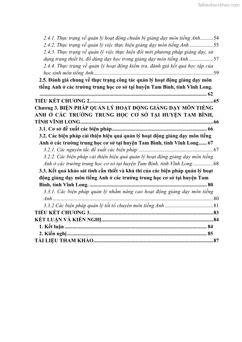 Luận văn thạc sĩ khoa học giáo dục Quản lý hoạt động giảng dạy môn Tiếng Anh ở trường trung học cơ sở huyện Tam Bình, tỉnh Vĩnh Long - 1 Trang 6