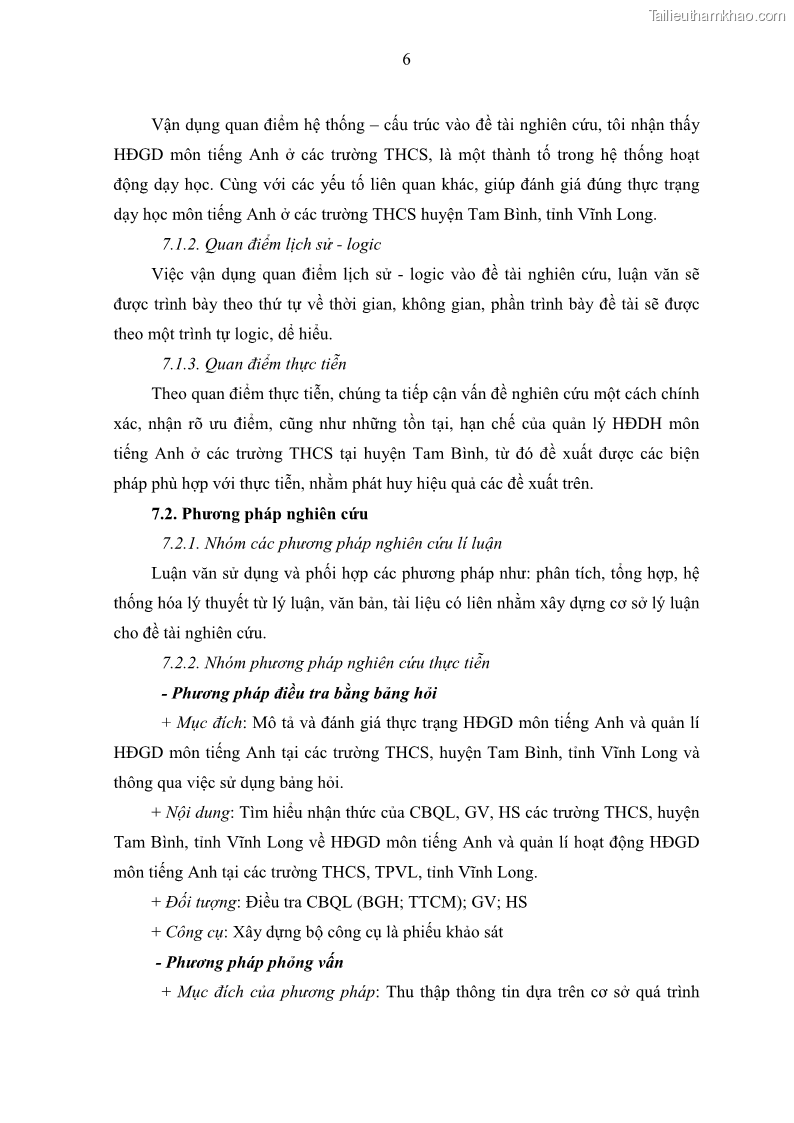 Luận văn thạc sĩ khoa học giáo dục Quản lý hoạt động giảng dạy môn Tiếng Anh ở trường trung học cơ sở huyện Tam Bình, tỉnh Vĩnh Long - 2 Trang 15