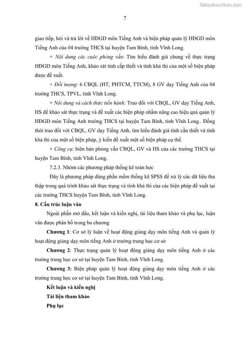 Luận văn thạc sĩ khoa học giáo dục Quản lý hoạt động giảng dạy môn Tiếng Anh ở trường trung học cơ sở huyện Tam Bình, tỉnh Vĩnh Long - 2 Trang 16