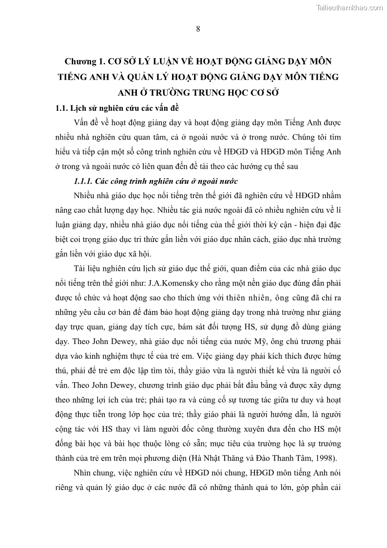 Luận văn thạc sĩ khoa học giáo dục Quản lý hoạt động giảng dạy môn Tiếng Anh ở trường trung học cơ sở huyện Tam Bình, tỉnh Vĩnh Long - 2 Trang 17