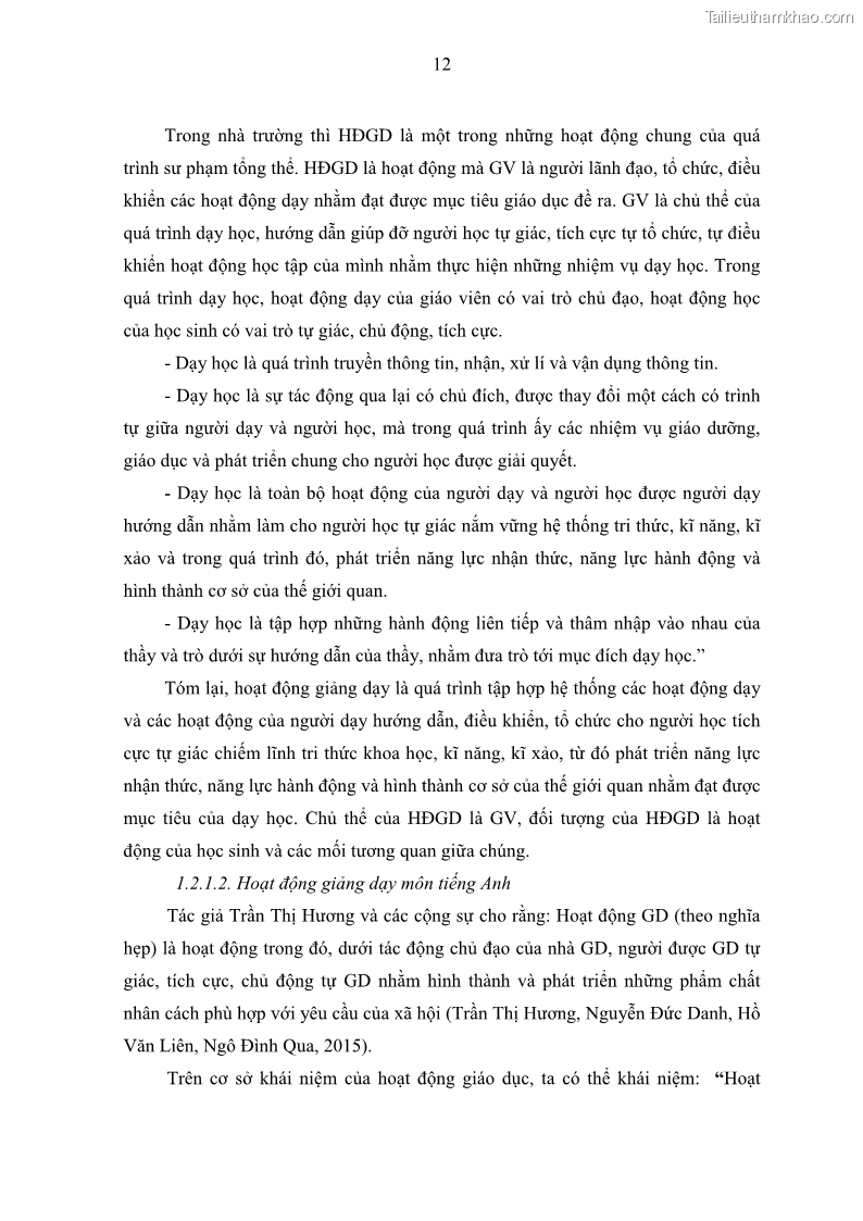 Luận văn thạc sĩ khoa học giáo dục Quản lý hoạt động giảng dạy môn Tiếng Anh ở trường trung học cơ sở huyện Tam Bình, tỉnh Vĩnh Long - 2 Trang 21