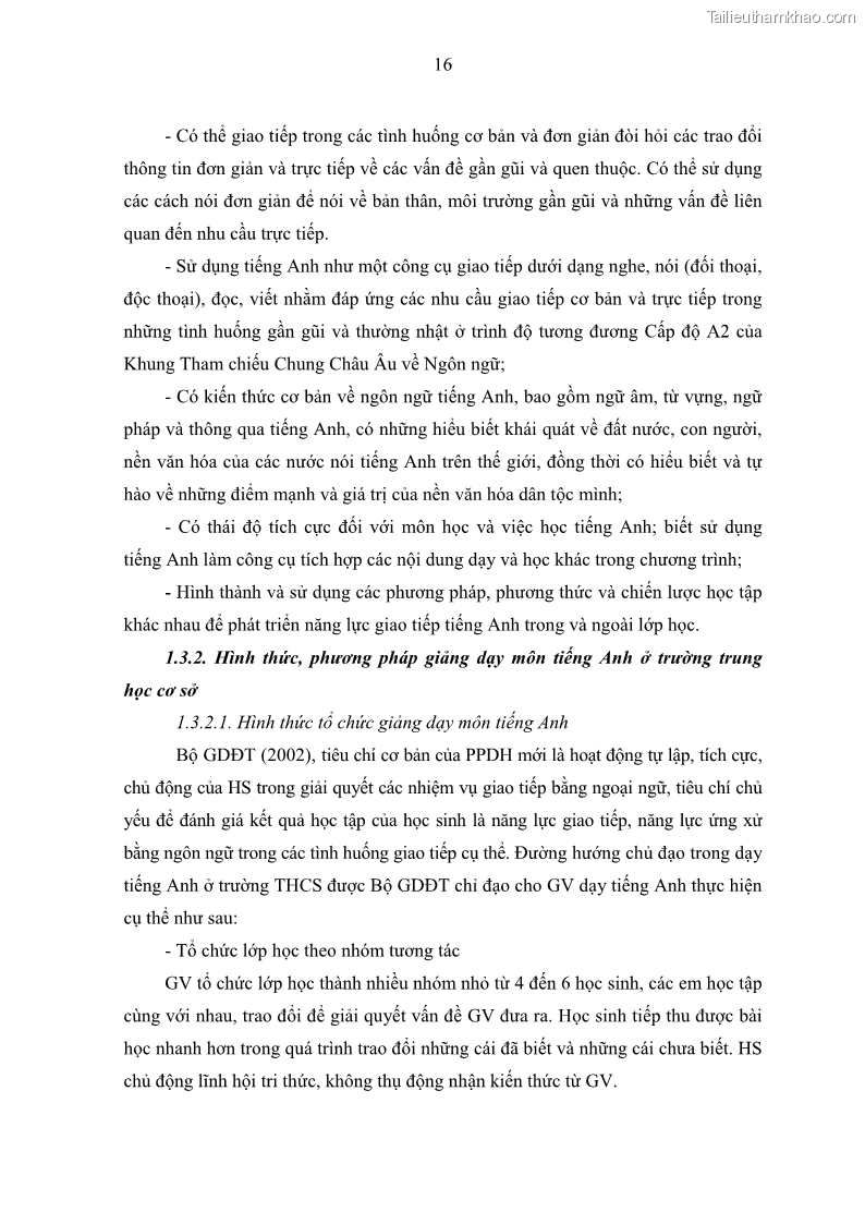 Luận văn thạc sĩ khoa học giáo dục Quản lý hoạt động giảng dạy môn Tiếng Anh ở trường trung học cơ sở huyện Tam Bình, tỉnh Vĩnh Long - 3 Trang 25