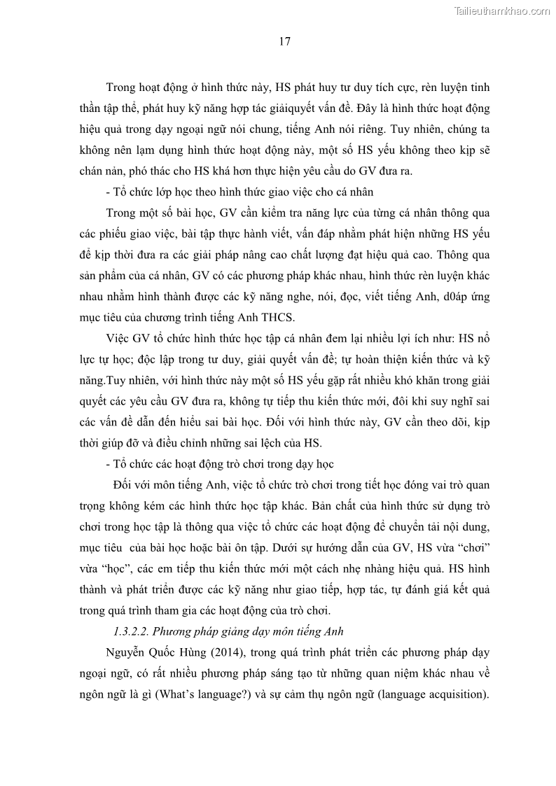Luận văn thạc sĩ khoa học giáo dục Quản lý hoạt động giảng dạy môn Tiếng Anh ở trường trung học cơ sở huyện Tam Bình, tỉnh Vĩnh Long - 3 Trang 26