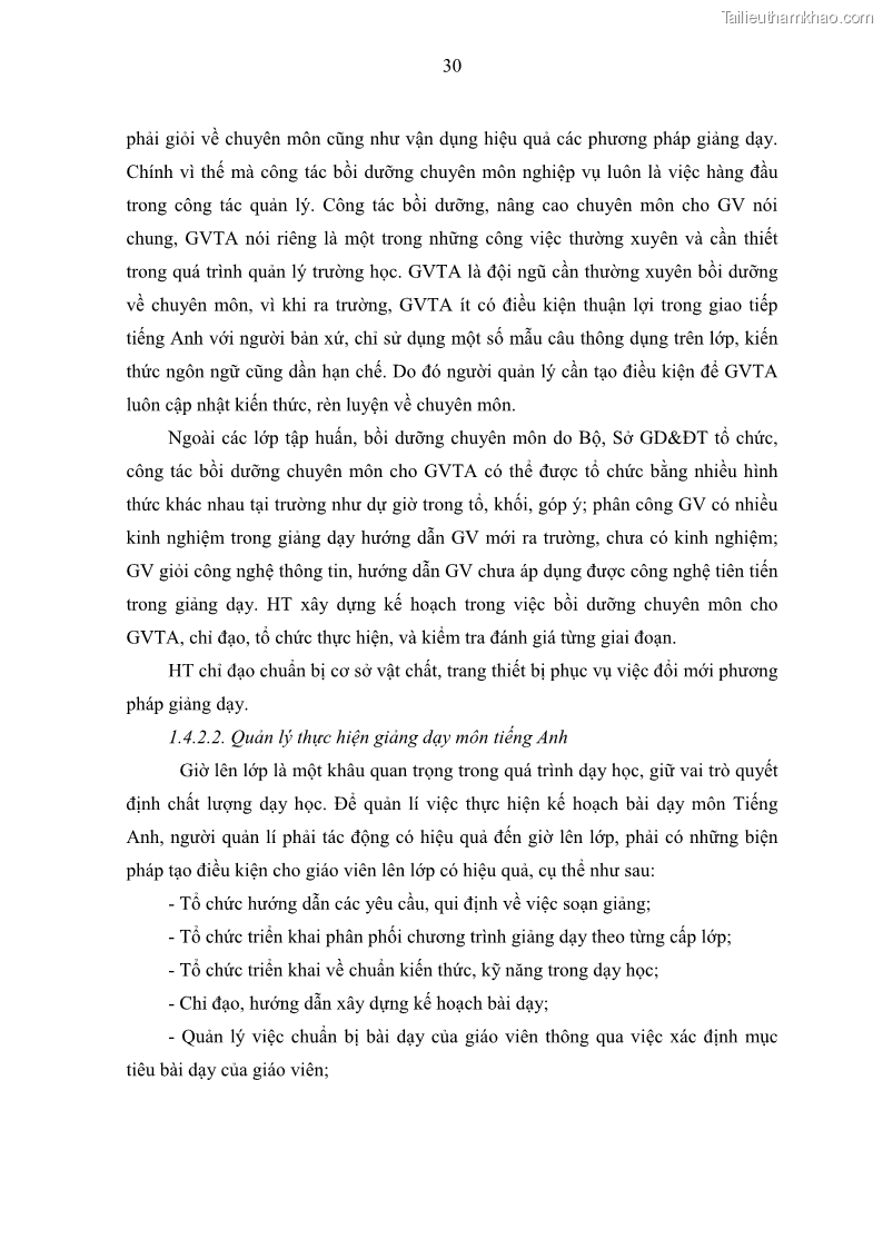 Luận văn thạc sĩ khoa học giáo dục Quản lý hoạt động giảng dạy môn Tiếng Anh ở trường trung học cơ sở huyện Tam Bình, tỉnh Vĩnh Long - 4 Trang 39