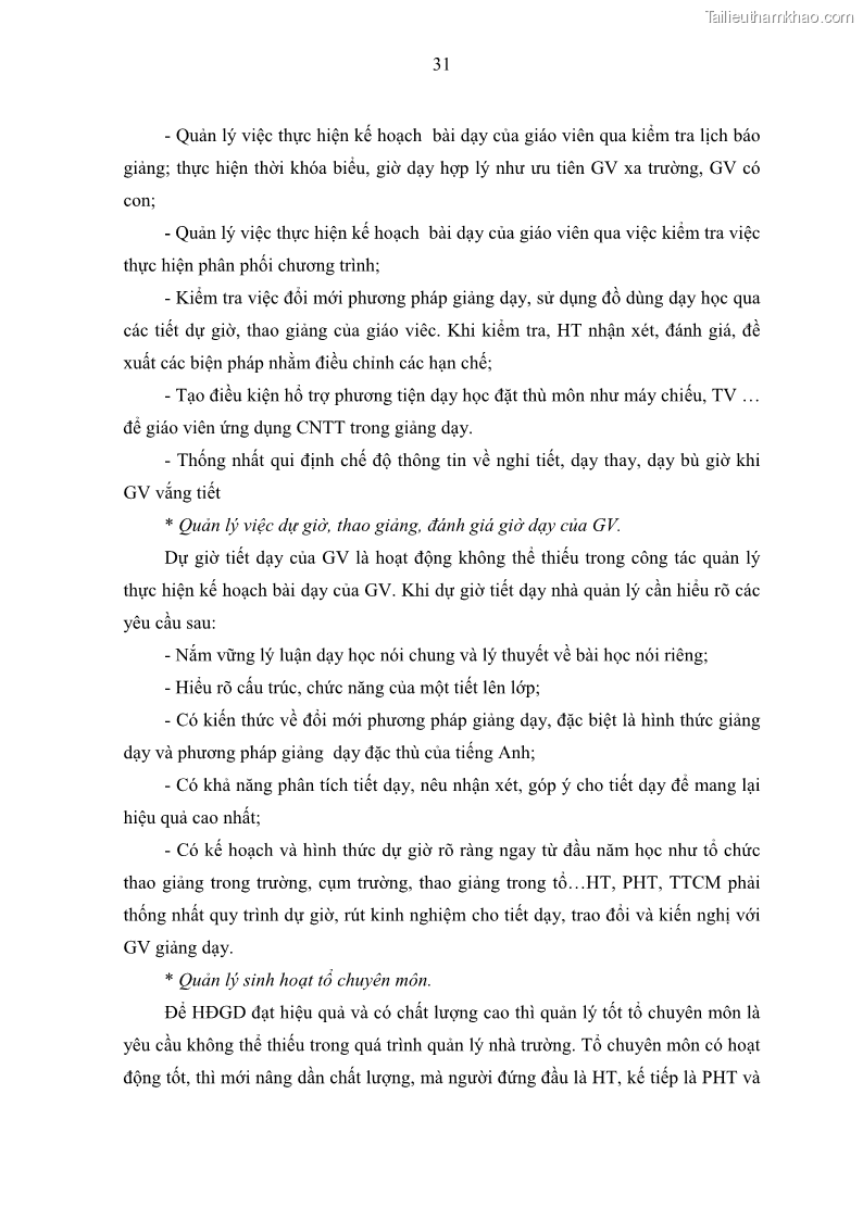 Luận văn thạc sĩ khoa học giáo dục Quản lý hoạt động giảng dạy môn Tiếng Anh ở trường trung học cơ sở huyện Tam Bình, tỉnh Vĩnh Long - 4 Trang 40