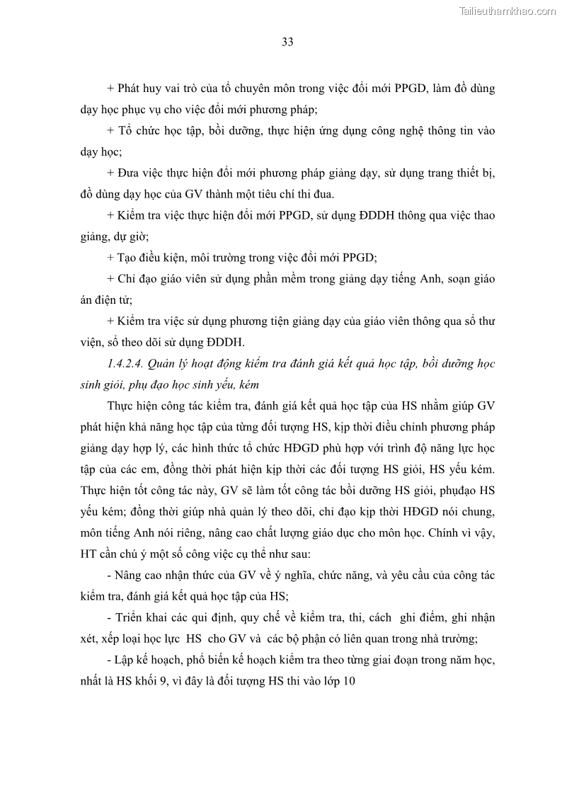 Luận văn thạc sĩ khoa học giáo dục Quản lý hoạt động giảng dạy môn Tiếng Anh ở trường trung học cơ sở huyện Tam Bình, tỉnh Vĩnh Long - 4 Trang 42