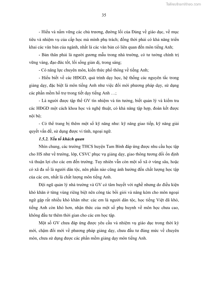 Luận văn thạc sĩ khoa học giáo dục Quản lý hoạt động giảng dạy môn Tiếng Anh ở trường trung học cơ sở huyện Tam Bình, tỉnh Vĩnh Long - 4 Trang 44