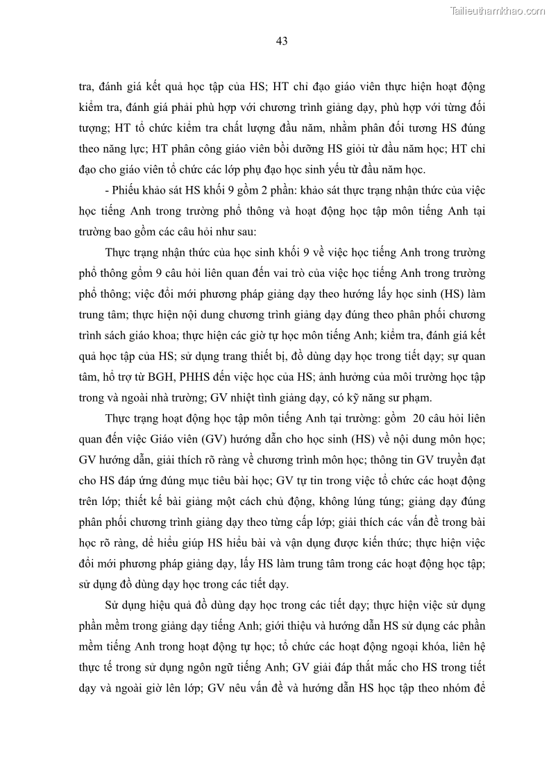 Luận văn thạc sĩ khoa học giáo dục Quản lý hoạt động giảng dạy môn Tiếng Anh ở trường trung học cơ sở huyện Tam Bình, tỉnh Vĩnh Long - 5 Trang 52