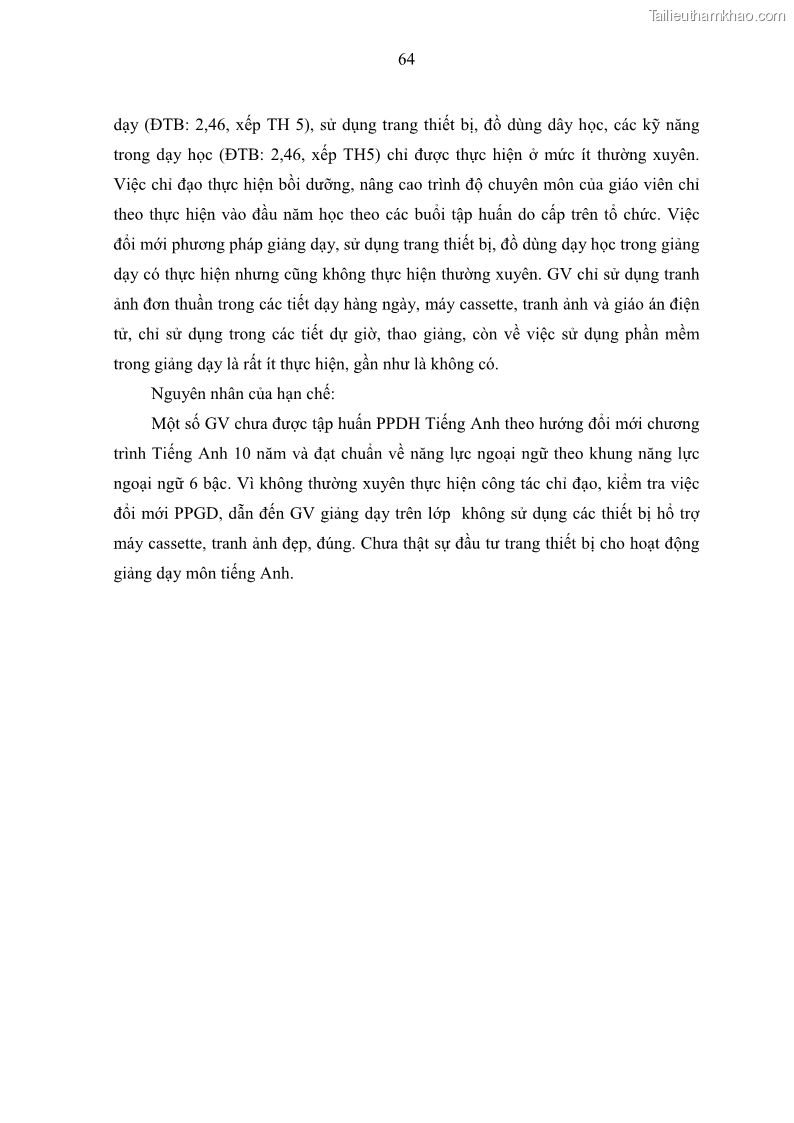 Luận văn thạc sĩ khoa học giáo dục Quản lý hoạt động giảng dạy môn Tiếng Anh ở trường trung học cơ sở huyện Tam Bình, tỉnh Vĩnh Long - 7 Trang 73