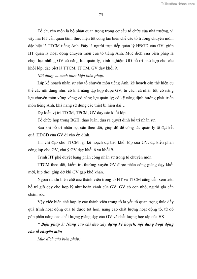 Luận văn thạc sĩ khoa học giáo dục Quản lý hoạt động giảng dạy môn Tiếng Anh ở trường trung học cơ sở huyện Tam Bình, tỉnh Vĩnh Long - 7 Trang 84