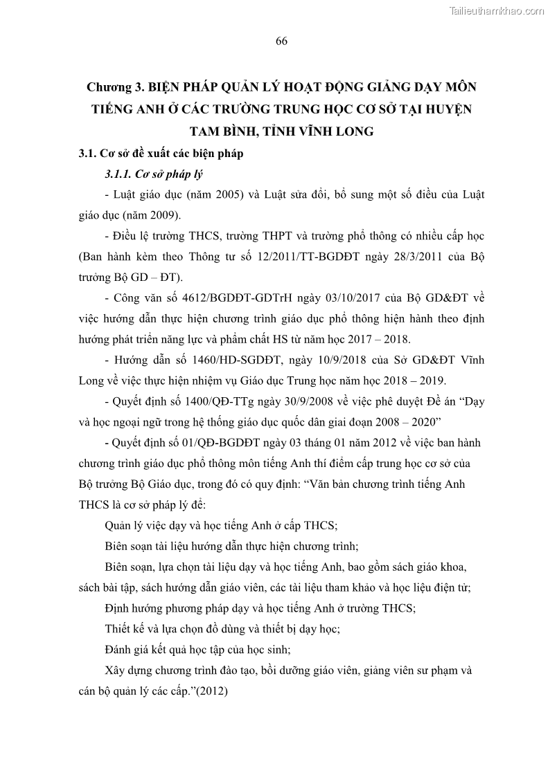 Luận văn thạc sĩ khoa học giáo dục Quản lý hoạt động giảng dạy môn Tiếng Anh ở trường trung học cơ sở huyện Tam Bình, tỉnh Vĩnh Long - 7 Trang 75