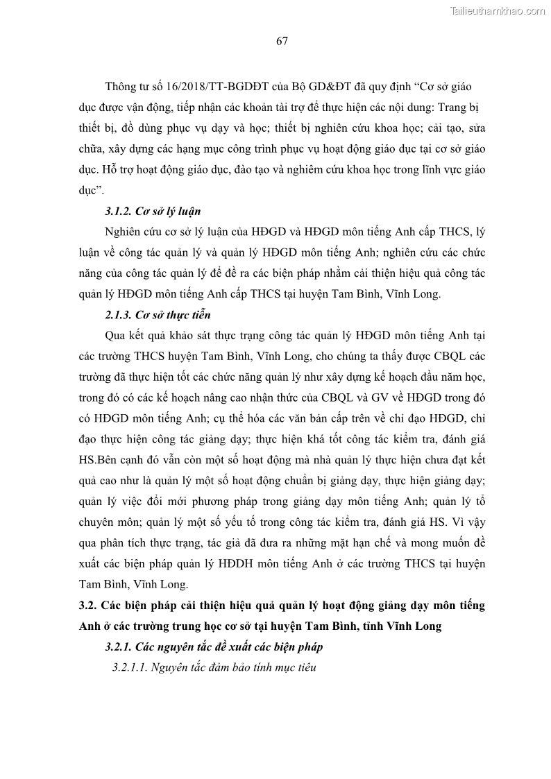 Luận văn thạc sĩ khoa học giáo dục Quản lý hoạt động giảng dạy môn Tiếng Anh ở trường trung học cơ sở huyện Tam Bình, tỉnh Vĩnh Long - 7 Trang 76