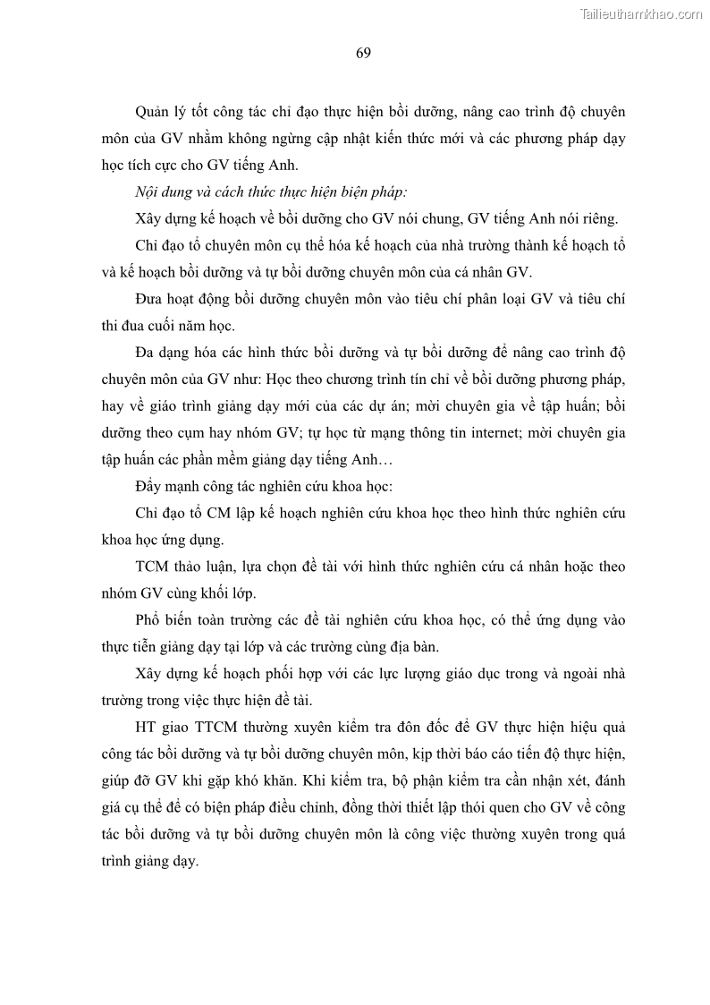 Luận văn thạc sĩ khoa học giáo dục Quản lý hoạt động giảng dạy môn Tiếng Anh ở trường trung học cơ sở huyện Tam Bình, tỉnh Vĩnh Long - 7 Trang 78