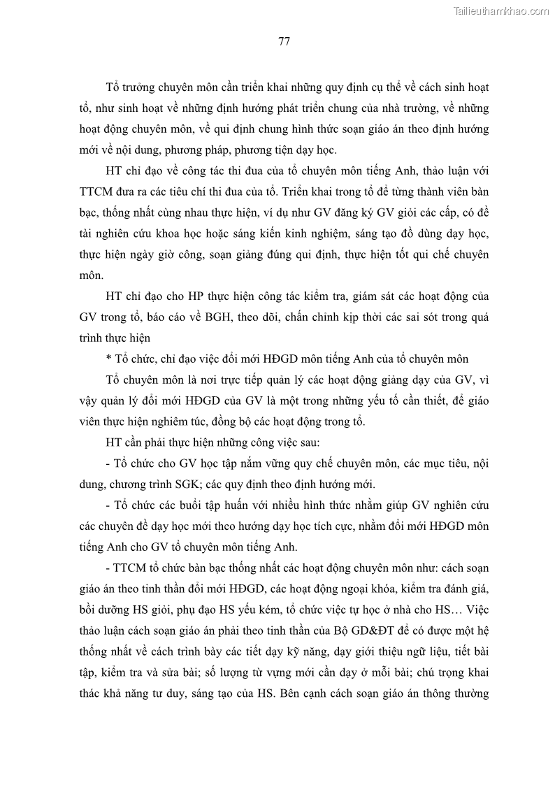 Luận văn thạc sĩ khoa học giáo dục Quản lý hoạt động giảng dạy môn Tiếng Anh ở trường trung học cơ sở huyện Tam Bình, tỉnh Vĩnh Long - 8 Trang 86