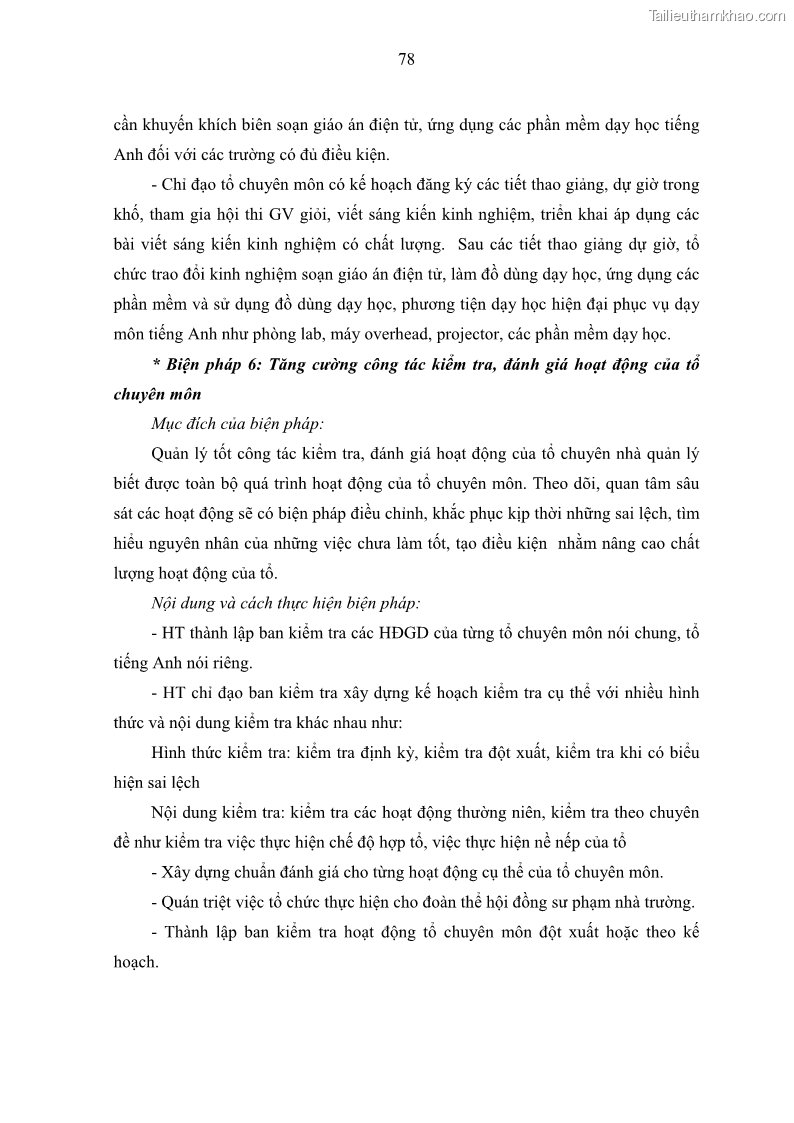 Luận văn thạc sĩ khoa học giáo dục Quản lý hoạt động giảng dạy môn Tiếng Anh ở trường trung học cơ sở huyện Tam Bình, tỉnh Vĩnh Long - 8 Trang 87