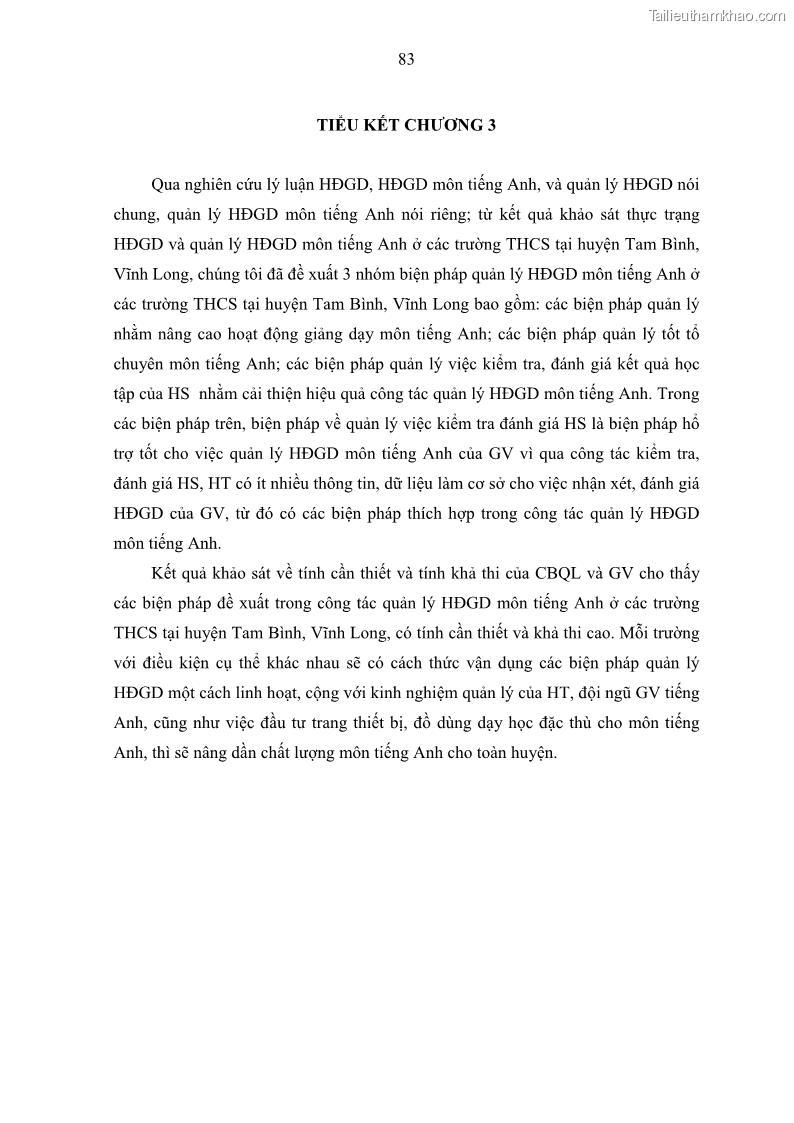 Luận văn thạc sĩ khoa học giáo dục Quản lý hoạt động giảng dạy môn Tiếng Anh ở trường trung học cơ sở huyện Tam Bình, tỉnh Vĩnh Long - 8 Trang 92