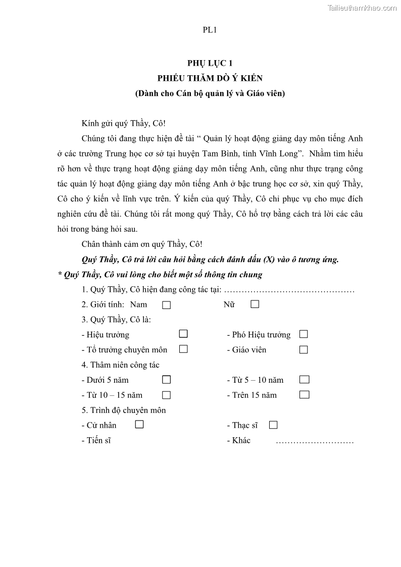 Luận văn thạc sĩ khoa học giáo dục Quản lý hoạt động giảng dạy môn Tiếng Anh ở trường trung học cơ sở huyện Tam Bình, tỉnh Vĩnh Long - 9 Trang 99