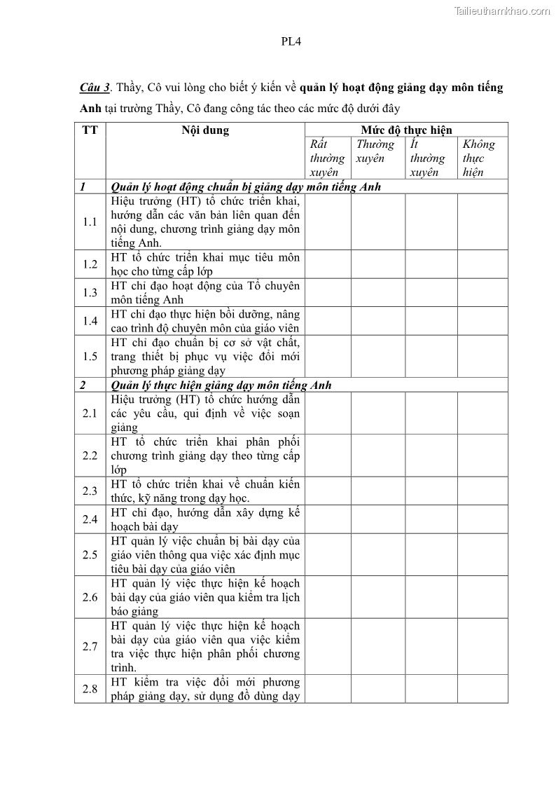 Luận văn thạc sĩ khoa học giáo dục Quản lý hoạt động giảng dạy môn Tiếng Anh ở trường trung học cơ sở huyện Tam Bình, tỉnh Vĩnh Long - 9 Trang 102