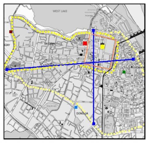 Thăng Long Tứ trấn trên bản đồ HN Thăng Long Tứ trấn theo nghĩa thứ 2 Đền 2