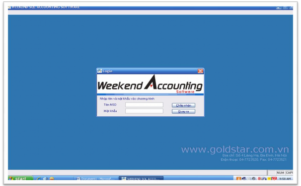 Màn hình giao diện chính của phầm mềm kế toán Weekend Accounting 2 2 Thực trạng 1