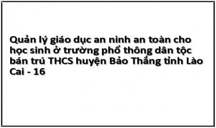 Quản lý giáo dục an ninh an toàn cho học sinh ở trường phổ thông dân tộc bán trú THCS huyện Bảo Thắng tỉnh Lào Cai - 16