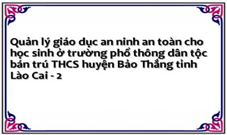 Quản lý giáo dục an ninh an toàn cho học sinh ở trường phổ thông dân tộc bán trú THCS huyện Bảo Thắng tỉnh Lào Cai - 2