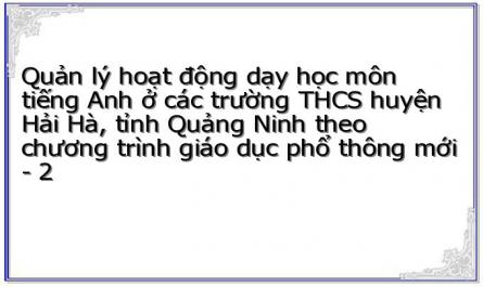 Quản lý hoạt động dạy học môn tiếng Anh ở các trường THCS huyện Hải Hà, tỉnh Quảng Ninh theo chương trình giáo dục phổ thông mới - 2