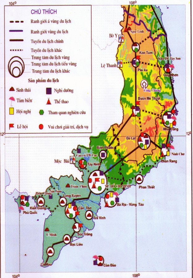 Bản đồ 4 1 Tuyến điểm du lịch vùng du lịch Nam Trung Bộ và Nam Bộ CHƯƠNG 4 1