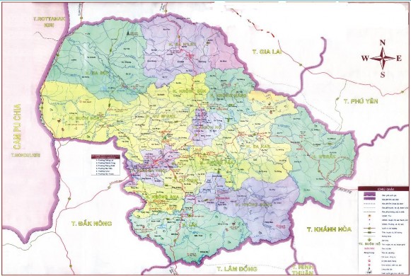 Bản đồ 2 Bản đồ hành chính tỉnh Đắk Lắk Nguồn Bảo tàng Đắk Lắk Bản 2