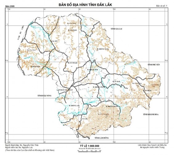 Bản đồ 3 Bản đồ địa hình tỉnh Đắk Lắk Nguồn Bảo tàng Đắk Lắk 3