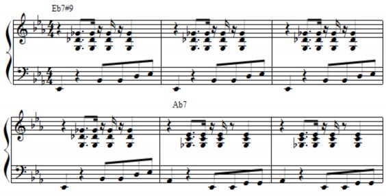Hợp âm rải cũng được sử dụng khá nhiều trong nhạc Blues Các ngón tay khi 1